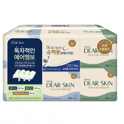 생리대 추천 Pick 7 착용 시간대 및 형태 2023 7 디어스킨 에어엠보 생리대 날개형 중형16p x 3 + 대형 14p x 2 + 슈퍼롱 8p 세트 추천