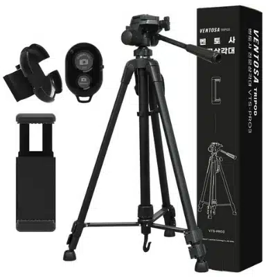2023 카메라 삼각대 추천 Pick 7 용도별 6 벤토사 전문가용 미러리스 & DSLR & 스마트폰 겸용 3단 카메라 삼각대 + 블루투스 리모컨 + 리모컨 홀더 세트 추천