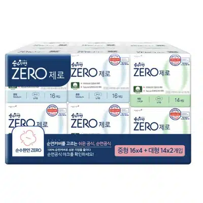 생리대 추천 Pick 7 착용 시간대 및 형태 2023 4 순수한면 제로 생리대 날개형 중형 16개입 x 4팩 + 대형 14개입 x 2팩 세트 추천