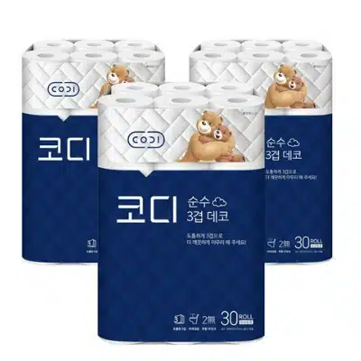 화장지 추천 Pick 7 천연 재생 대나무 펄프 3 코디 순수 3겹 데코 화장지 30M 30롤, 3팩 추천