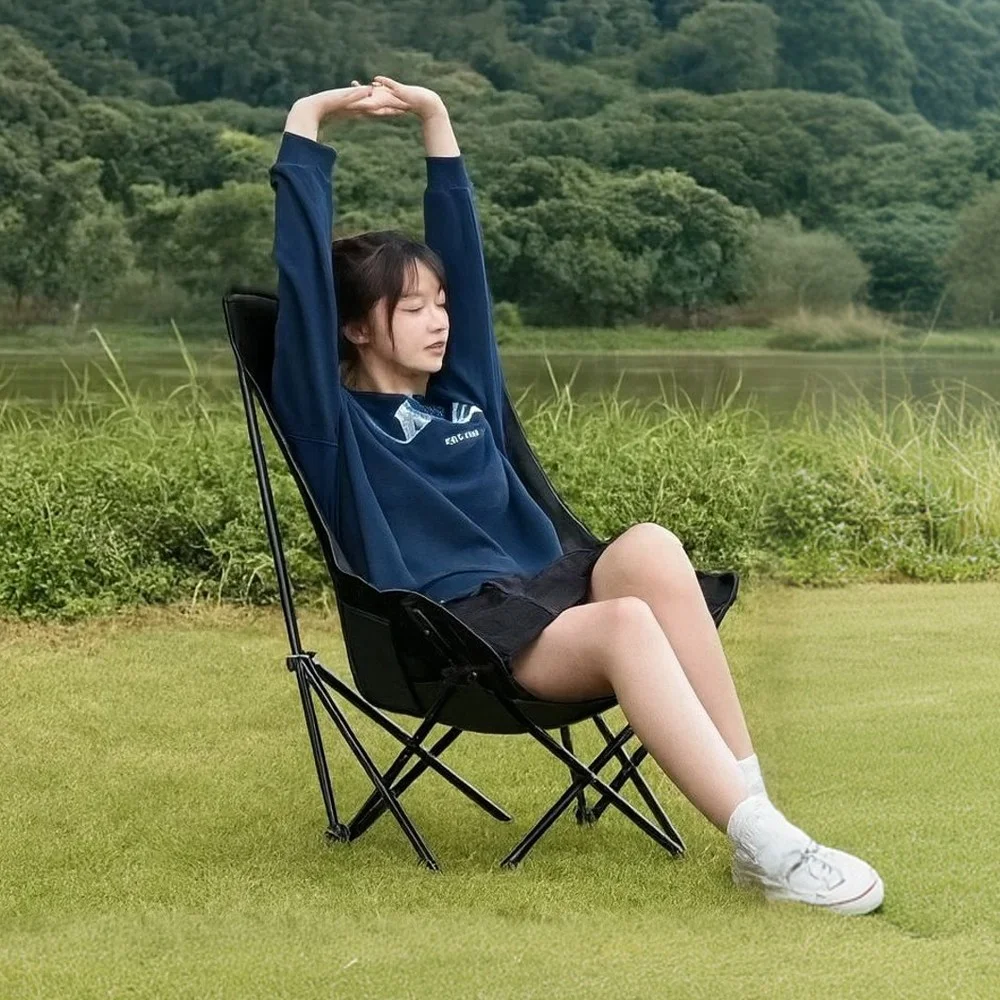 가볍고 편안한 캠핑 의자, 라이프리듬 1+1 쿠션 캠핑 의자 1 캠프텐버 아웃도어 릴렉스 접이식 캠핑 의자, 1개, 블랙