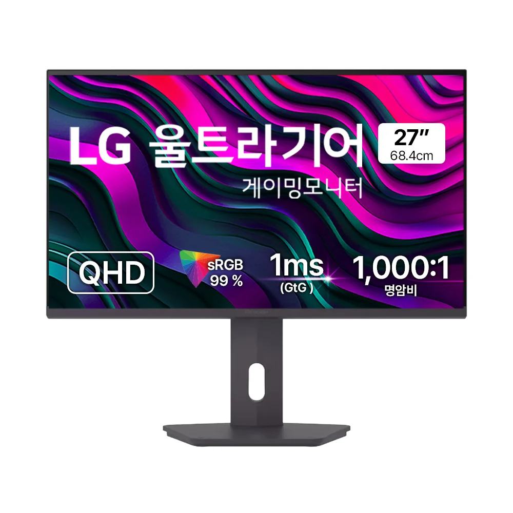 QHD 해상도의 끝판왕, LG전자 울트라기어 게이밍 모니터 1 LG전자 QHD 울트라기어 게이밍 모니터, 68.4cm, 27G610A