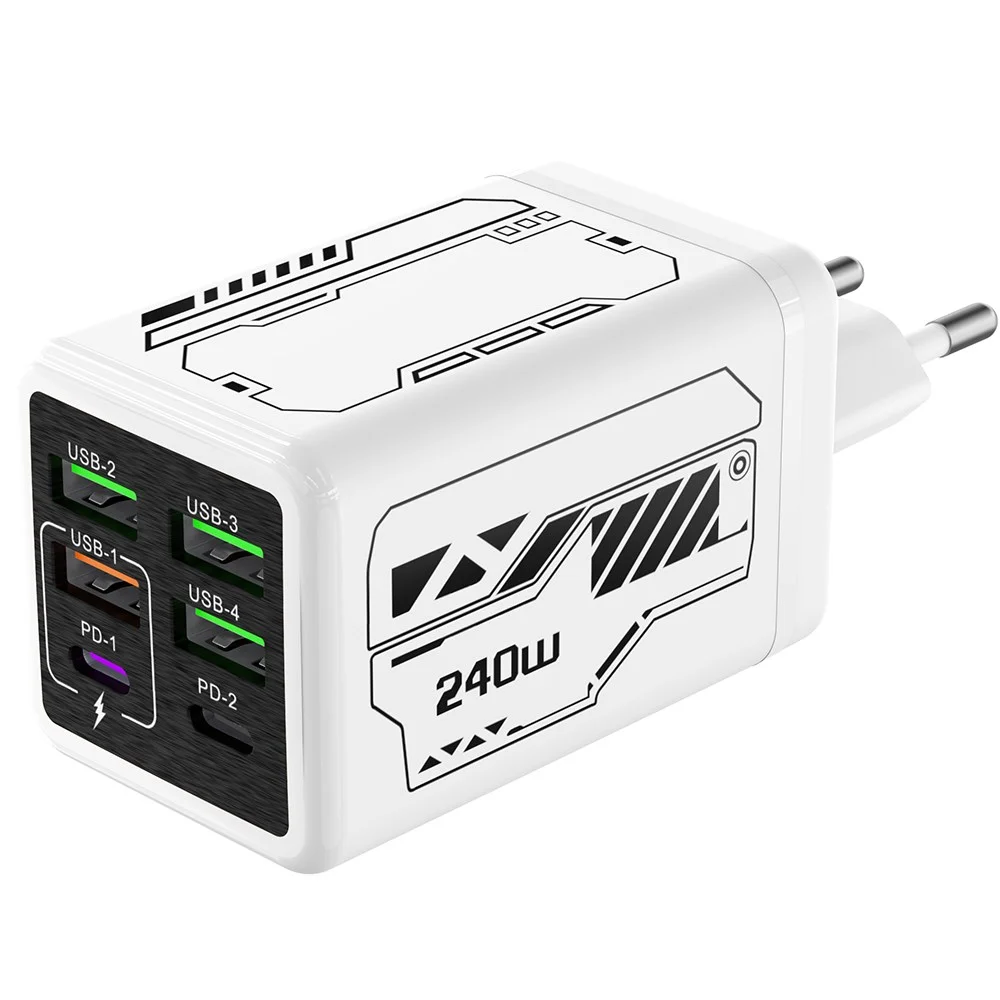 모든 기기를 빠르게 충전하는 200W 초고속 충전기 추천 1 240W 6포트 4USB+2PD 충전 초고속 가정용 충전기 CDT102