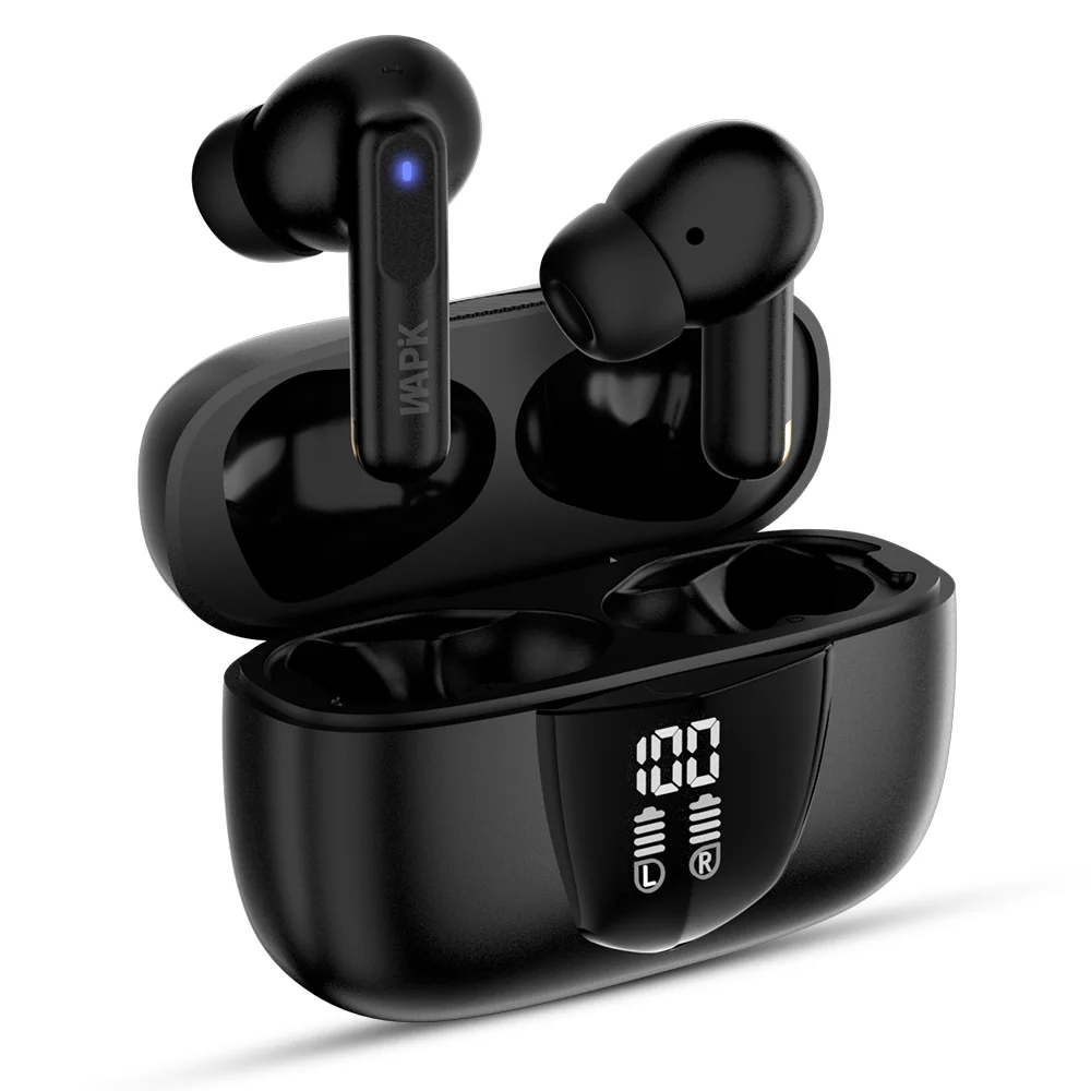 스포츠에 최적화된 BOACE 골전도 무선 이어폰 추천 4 와피크 노이즈캔슬링 무선 블루투스 이어폰 RS1 C타입 커널형, 블랙