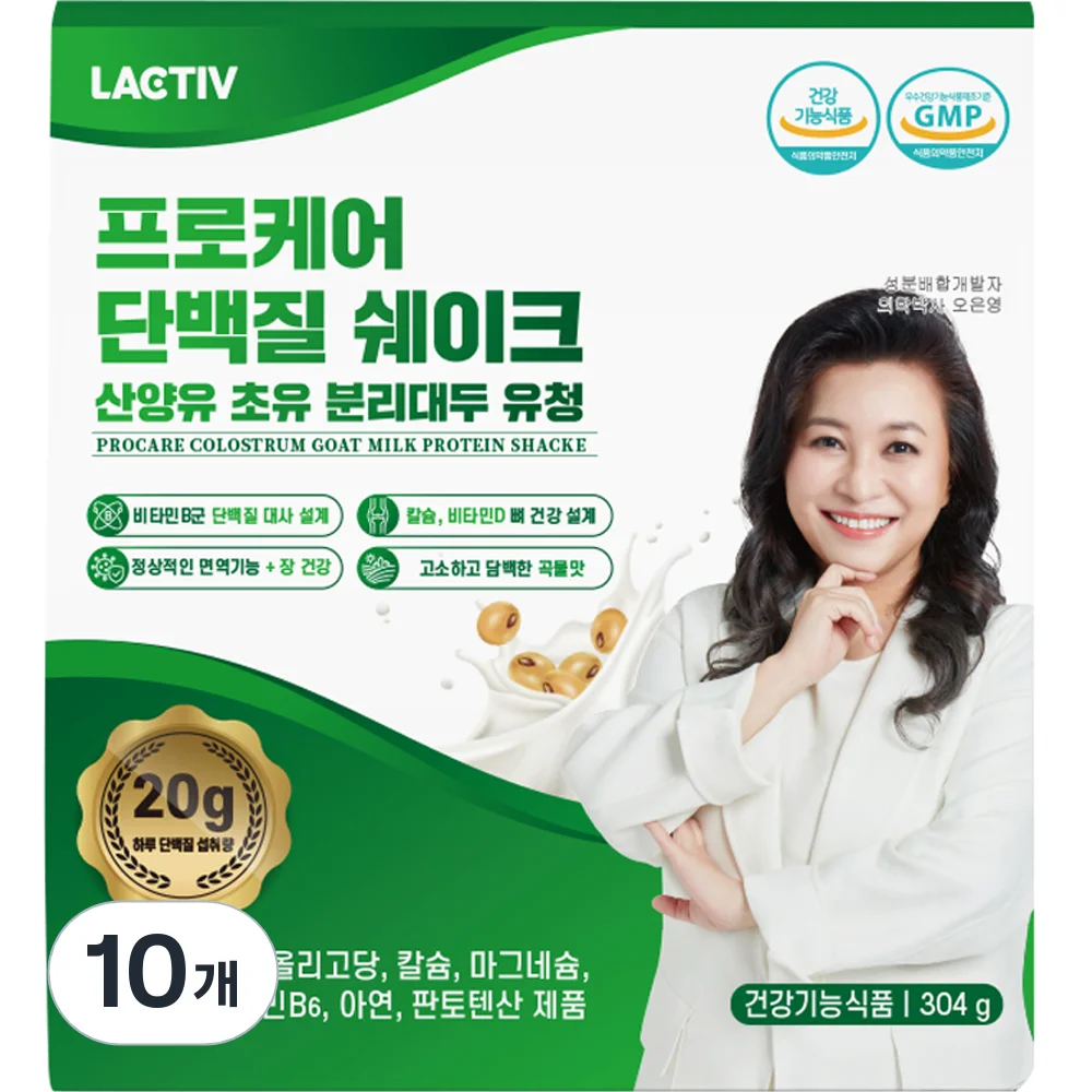 체계적인 단백질 보충제 선택 가이드: 효과 만점 TOP7 6 락티브 프로케어 단백질 쉐이크 산양유 초유 분리대두 유청, 304g, 1