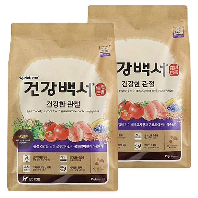 단백질이 풍부한 강아지 사료, 맛과 건강을 동시에! 6 건강백서 강아지 기능성 사료, 뼈/관절강화, 2kg, 2개
