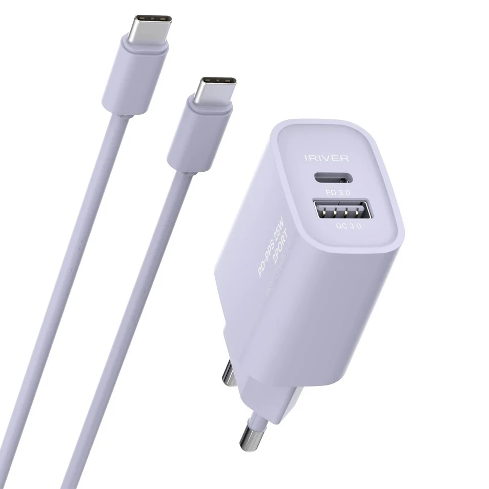 모든 기기를 빠르게 충전하는 200W 초고속 충전기 추천 6 아이리버 25W 2포트 초고속 가정용 충전기 + CtoC 케이블 세트,