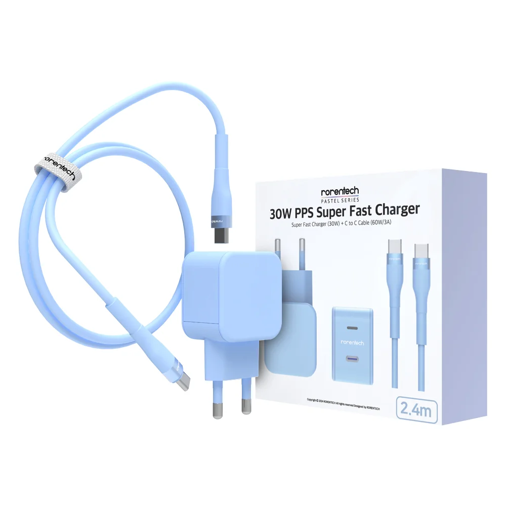 작업 효율을 높이는 고속충전기 추천: 탁월한 선택 6 로랜텍 파스텔 PPS PD 초고속 충전기 30W + C타입 to C타입